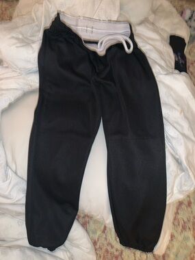 Boys Baseball Pants by Alleson Athletic Black Elastic Waist w Drawstring